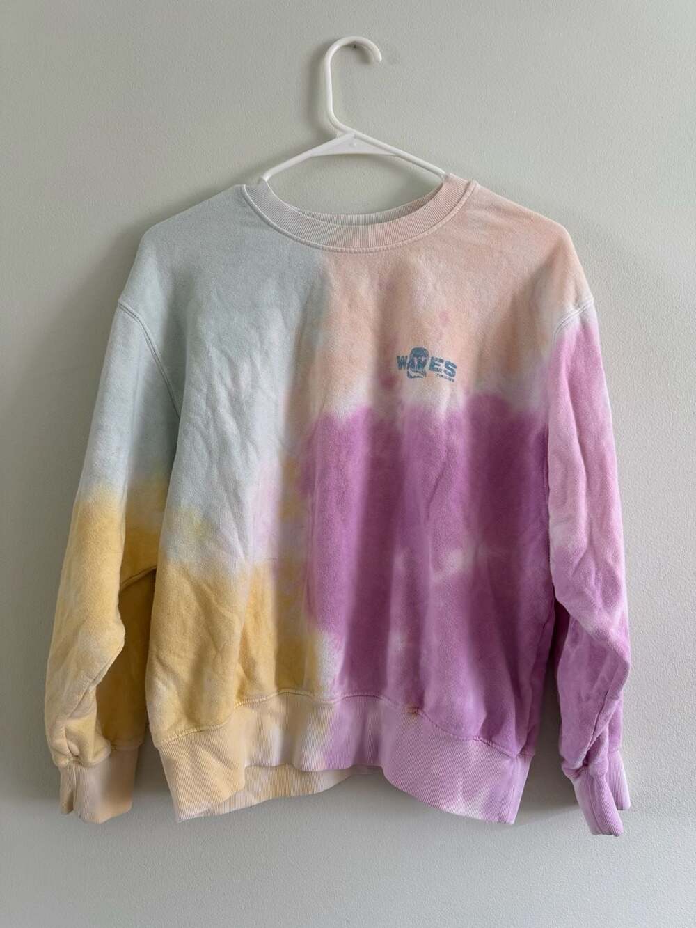 Billabong Waves Multicolor Pastel Tie Dye Crewneck Sweatshirt